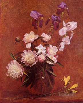  PEONIES Art - Bouquet of Peonies and Iris flower painter Henri Fantin Latour